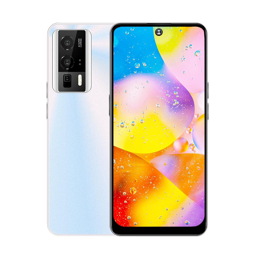 4G Smartphone Without Contract, 4GB RAM + 32GB ROM/256GB, 6.56 Inch HD Screen, 5000 mAh Android 12.0 OS, 13MP Camera, Dual 4G SIM/Face ID Unlock/OTG (White)