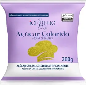 Açúcar Dourado Cristal 300g Confeitaria Fina Iceberg