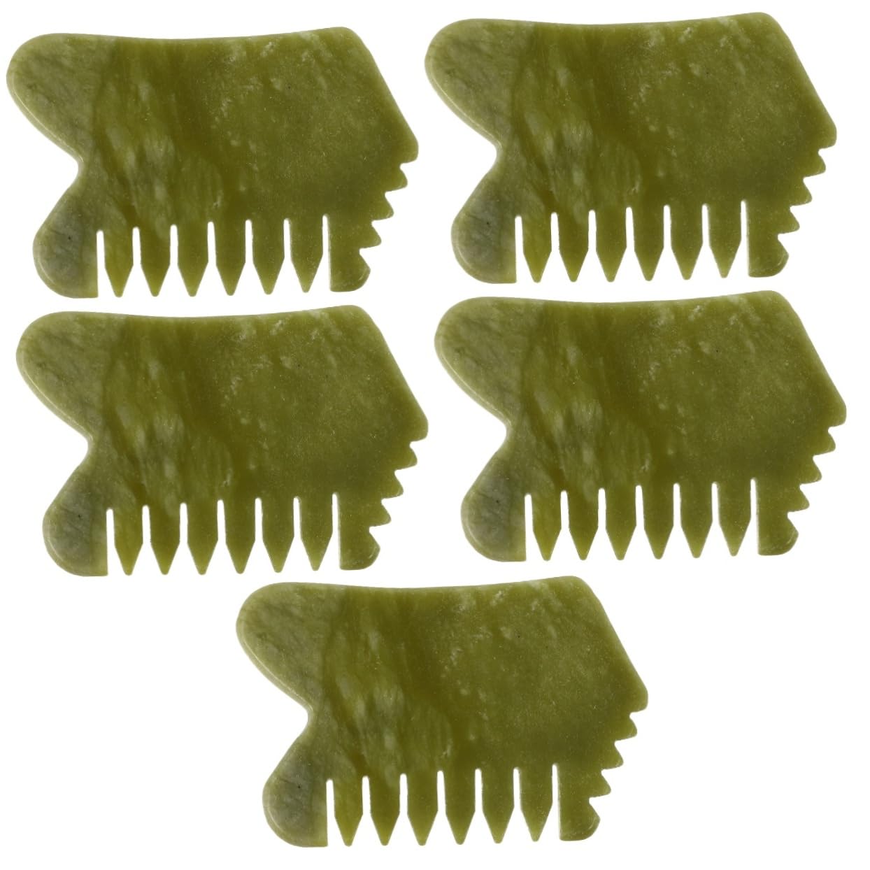Healvian 5 Pièces Xiuyan Jade Peigne De Massage Point De Déclenchement Outil De Massage Grattage Outil De Massage Tête Peigne De Massage Point Pierre De Jade Grattoir Guasha Peigne À
