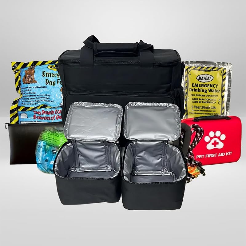 Entropy Survival Dog Emergency Kit – 72-Hour Disaster Preparedness Kit for Dogs with Pet First Aid, Emergency Food, Water Rations, Leash & Waste Bags | Hurricane Evacuation Kit for Dogs