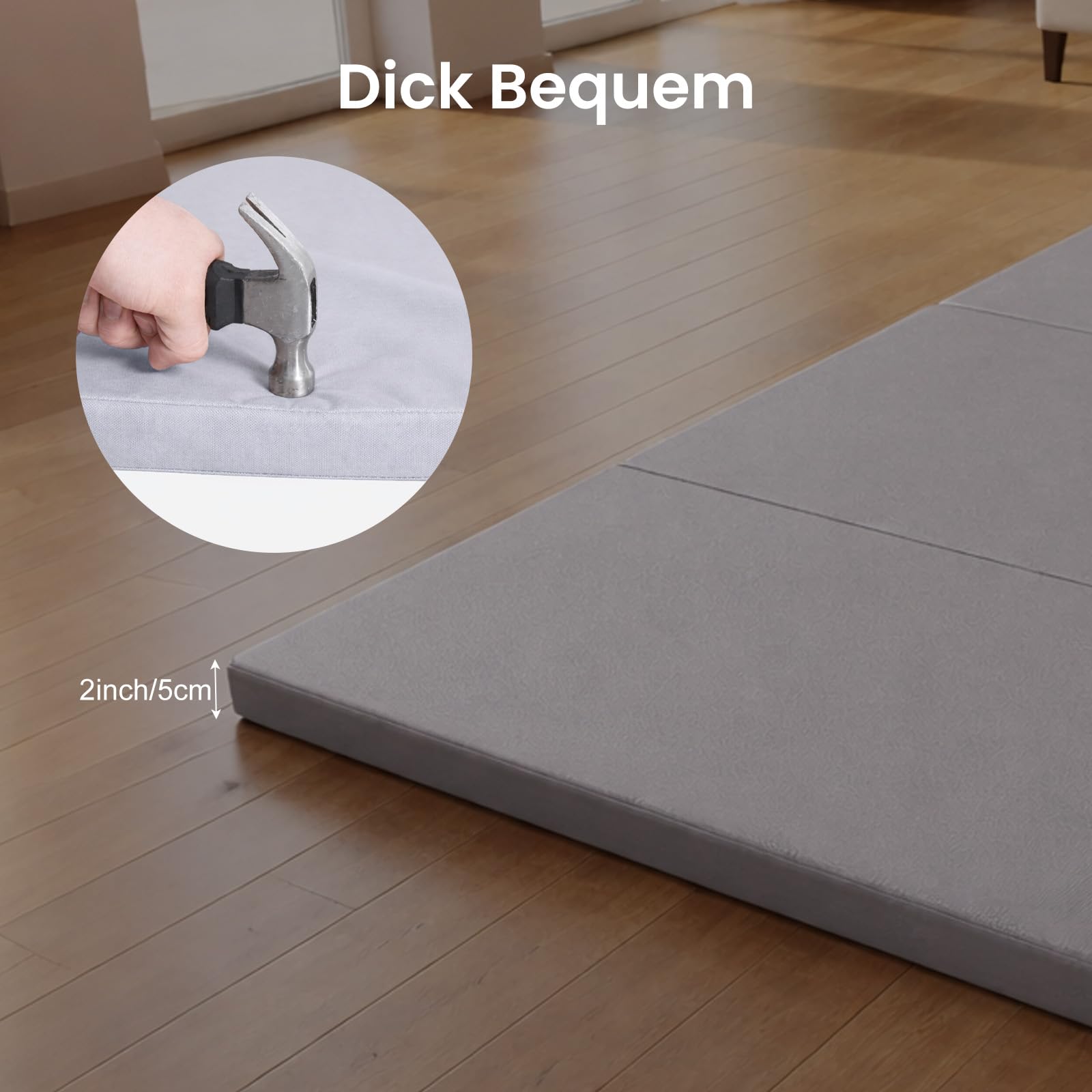 Gymnastikmatte 180×60×5 cm Dicke Fitnessmatte Faltbar – Rutschfeste Yogamatte mit Tragegriffen, Hochdichte EPE Turnmatte Trainingsmatte für Yoga, Pilates, Gymnastik