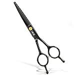 ULG Professional Hair Cutting Scissors 6.5 Inch - Sharp Barber Shears, Stainless Steel Symmetrical Salon Haircut Scissors for Women, Men, Kids, Gloss Paint Finish, Black
