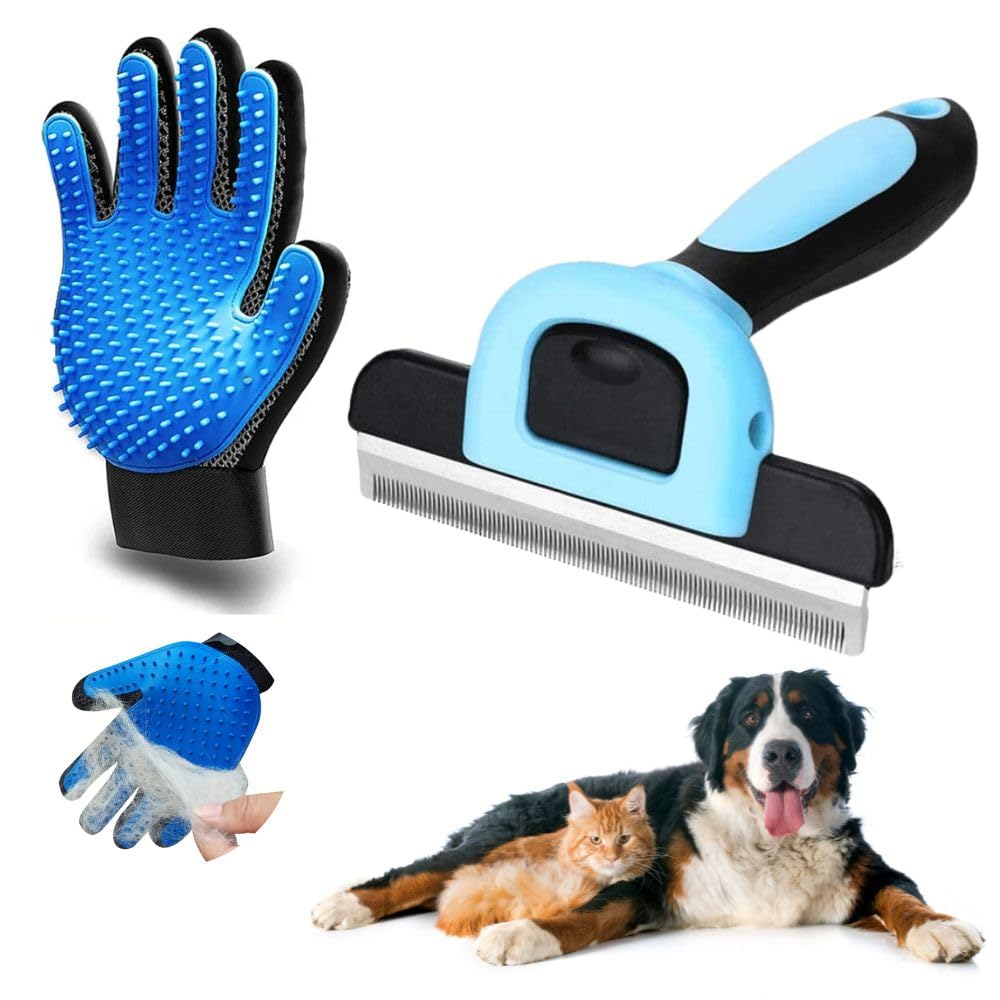 [Pack] Cepillo para Gatos y Perros uso Profesional + Guante Quitapelos Mascotas Limpiador para Aseo de Perros y Gatos. Apto para Mascotas de pelo corto, mediano y largo