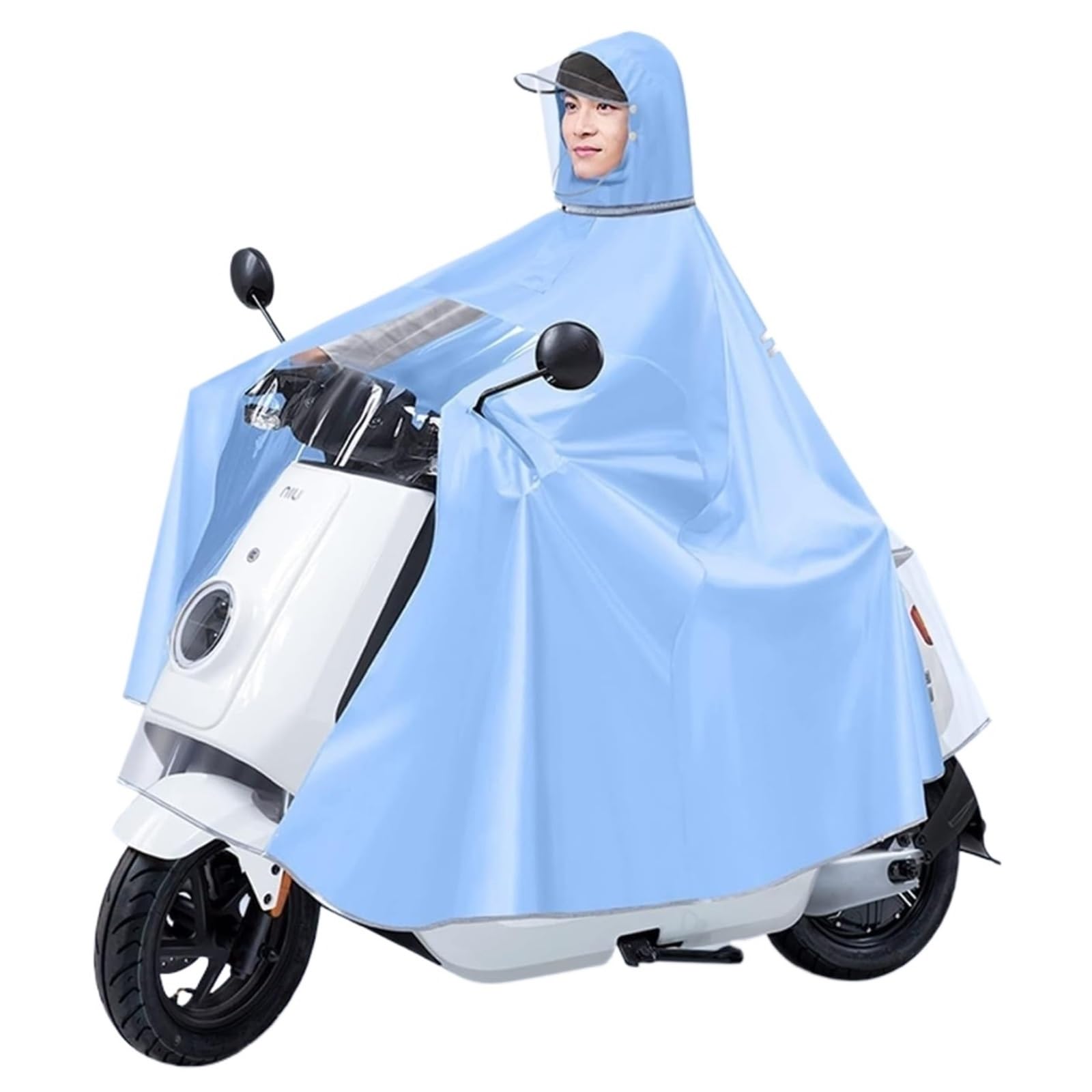 Wodoodporna peleryna przeciwdeszczowa z kapturem do jazdy na rowerze, motocyklu i skuterach inwalidzkich - wiatroszczelna peleryna przeciwdeszczowa unisex(Blue)