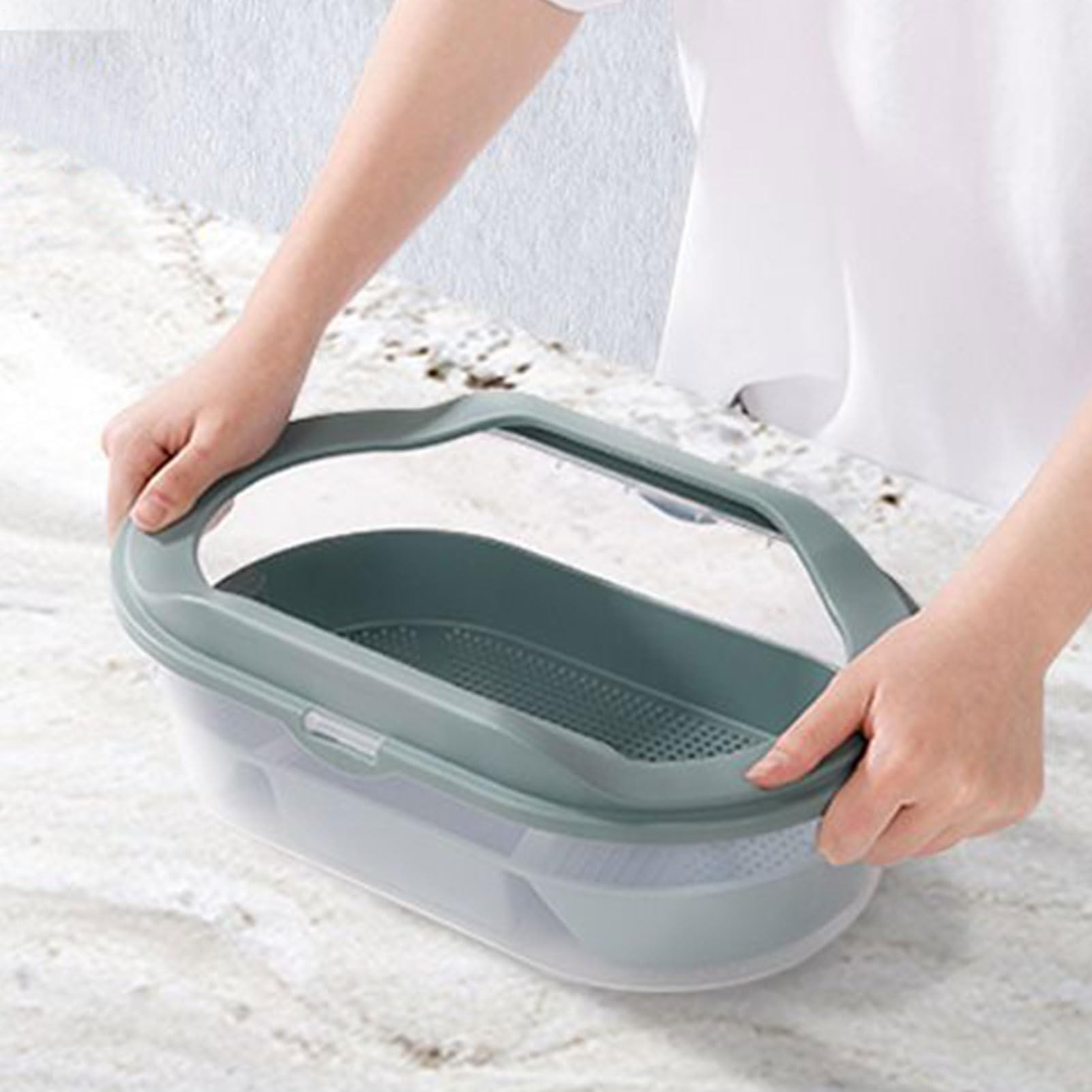 Serbatoio per tartarughe d'acqua, terrario per tartarughe, di drenaggio inferiore, coperchio trasparente, scatola per allevamento habitat per piccoli rettili eremiti, granchi, gechi, piccoli