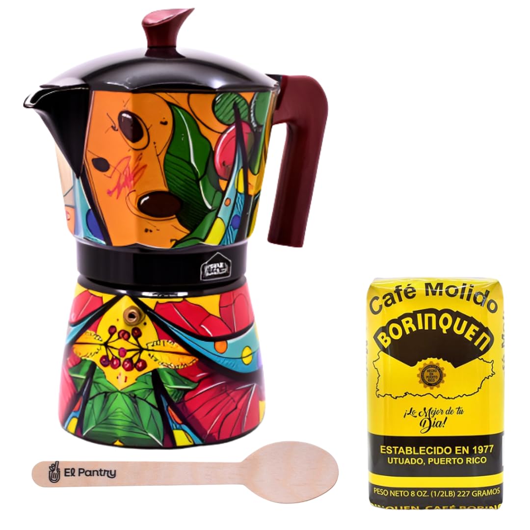 Amazon.com: El Pantry Puerto Rico Greca de Cafe Gift Set | Boricua