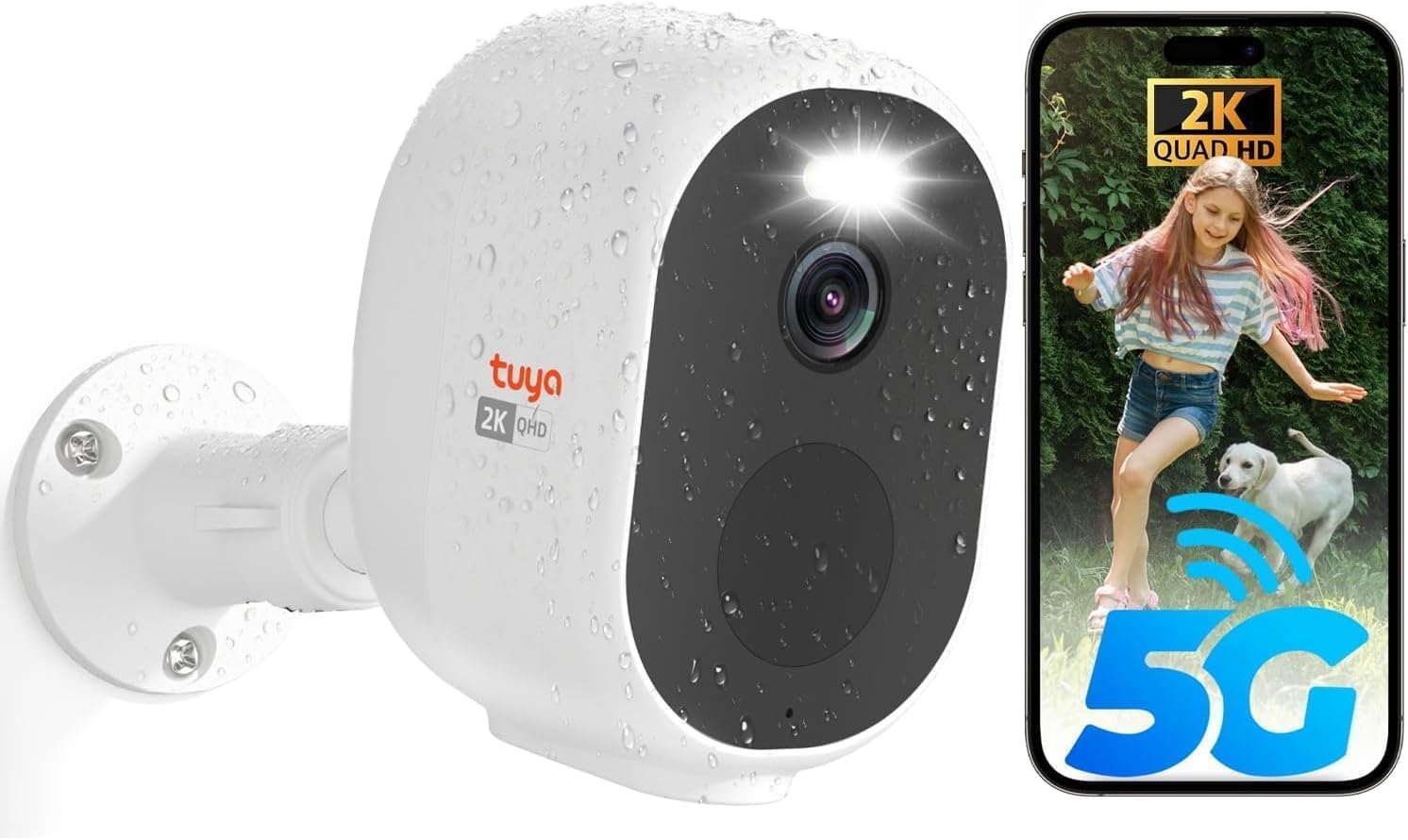 Rraycom 5G/2.4Ghz WiFi Security Cameras Wireless Outdoor, 2K Battery Powered Cameras for Home Security with AI Motion Detection,Spotlight,Color Night Vision,2-Way Audio,Waterproof,Work w Alexa