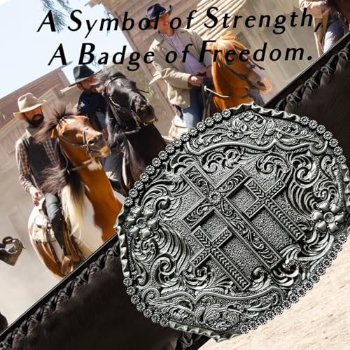 Image of Religious Cross Western Belt Buckles for Men Cowboy Belt Buckle Cowgirl Faith Belt Buckles
