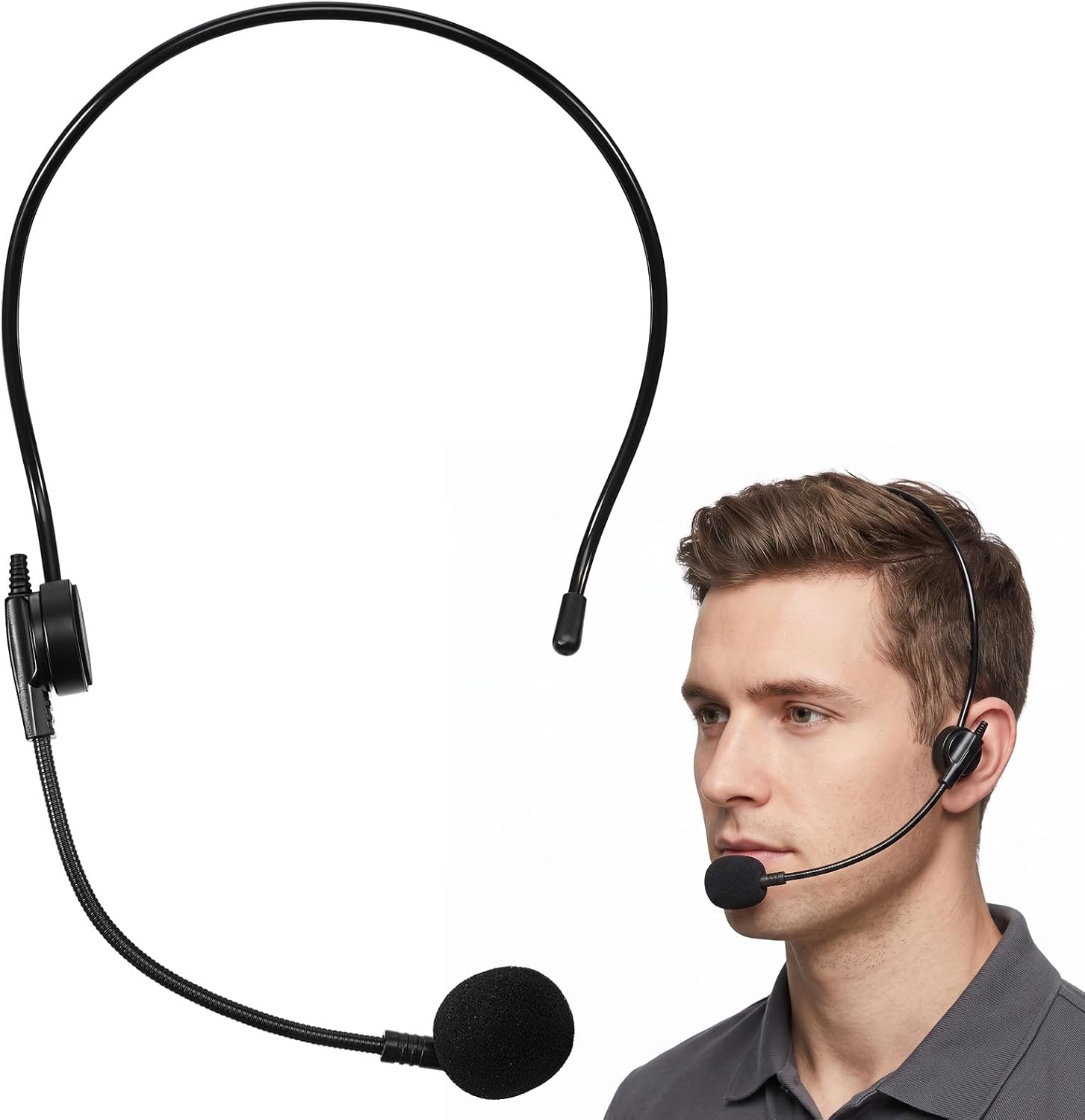 Fake Microphone Headset Prop, Rockstar Costume Accessories, Rockstar Singer Mic Headphones Costume Cosplay Accessories, Rockstar Outfit for Halloween Rock Star Music Concert Party, Black