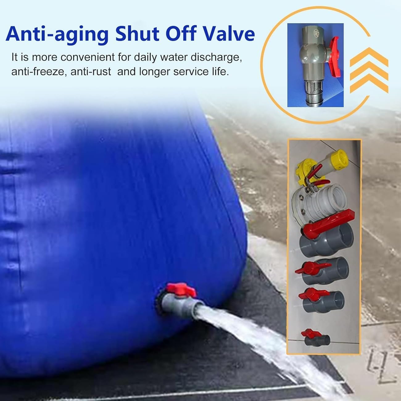 Collapsible Rain Barrel, Portable PVC Water Storage Tank, Large Capacity Water Storage Bladder Foldable Rainwater Bag，Large Capacity PVC Water Reservoir with Faucet(200 L/53 Gal)