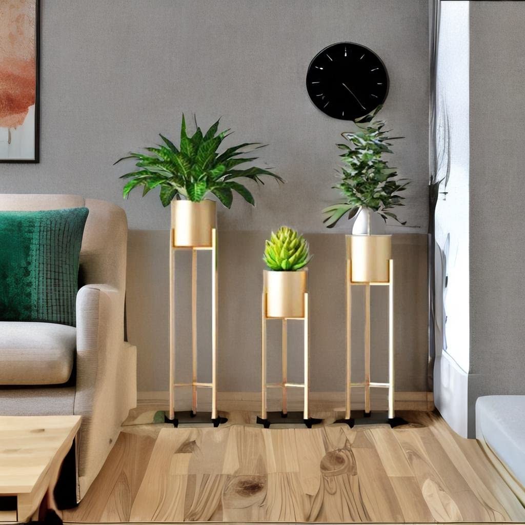 DECO HUB Metal Floor Flower Stand for Living Room/Indoor Plant Stand with Planter Pot (Gold) (B0BVZLG8B9) Amazon Price History, Amazon Price Tracker