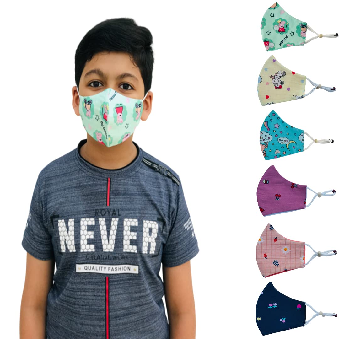 NewBR 3 Layer Kids Face Mask with Adjuster Reusable & washable Cotton Kids Mask For 7-12 Years Old Boys & Girls Designer Mask for Children (Pack of 3 or 6, 6, 6) (B0979DR35W) Amazon Price History, Amazon Price Tracker