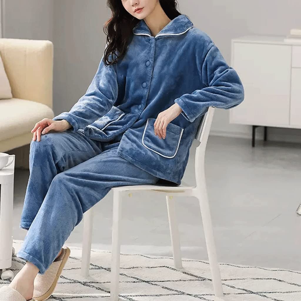 Amazon.co.jp: N/A コーラルフリースパジャマ女性の秋と冬の