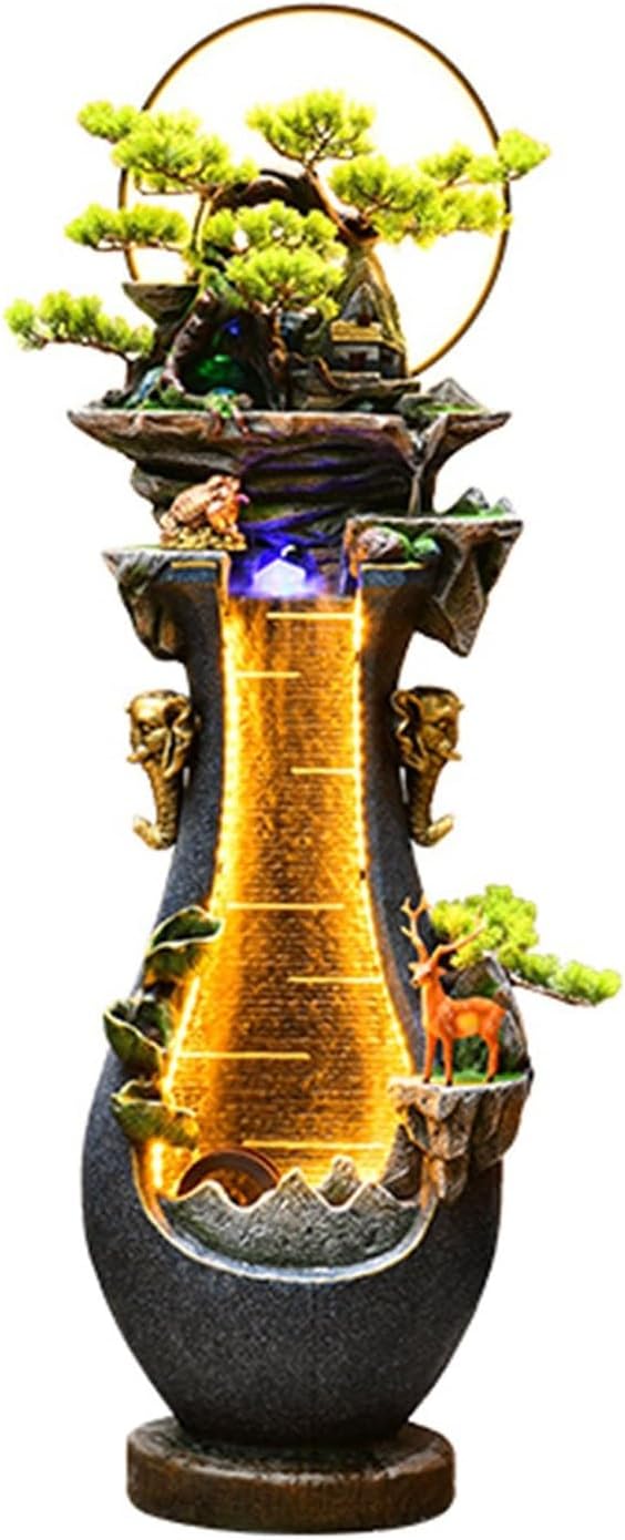 Outdoor Fountains Outdoor Floor Water Fountain with LED Light Cascading for Garden Patio Backyard Deck Home Lawn Porch House Relaxation Exterior Balcony Garden Water Fountain(46*33*150CM)