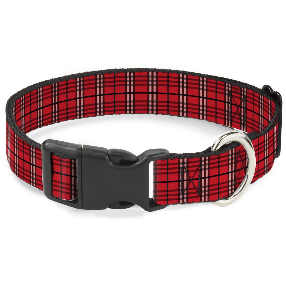 Collier ecossais rouge 15-66 cm a clip plastique pour grand chien