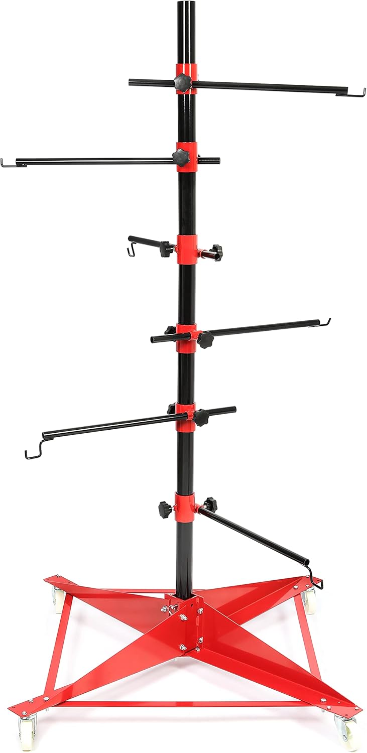 HECASA 72In Panel Tree Paint Stand Panel Holder Adjustable Center Post Hang Auto Body Repair Tools 4 Wheels Automotive Doors Fenders Bumpers