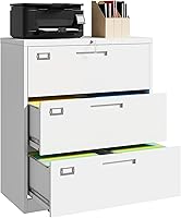 Vista 19 de Archivador lateral con cerradura, archivador de metal de 2 cajones, archivador lateral con cerradura para oficina en casa, archivador ancho de acero