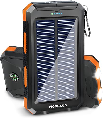 Cargador solar portátil de 36,800 mAh, cargador rápido QC3.0 con linterna LED, banco de energía impermeable IP65, perfecto para actividades al aire