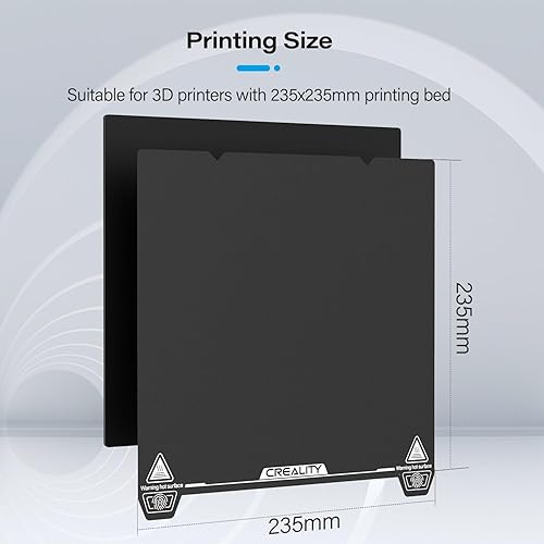Miniatura 7 de Creality Placa de construcción original oficial Ender 3 S1, superficie de textura de 9.252 x 9.252 in, hoja PEI, magnética, extraíble, flexible,