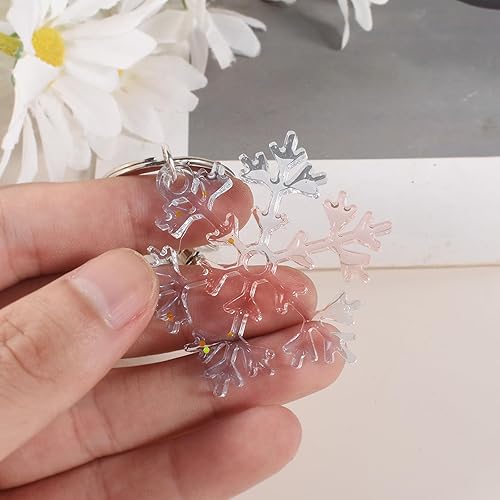 Miniatura 6 de Moldes de resina para llavero de silicona con agujero, 6 moldes de silicona de Navidad con 2 llaveros, adorno colgante de árbol de Navidad con copos