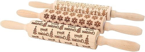 Miniatura 3 de Rodillo de Navidad de 3 piezas, lindo rodillo grabado en relieve, equipo de hornear decorativo para hornear pasteles temáticos de Navidad