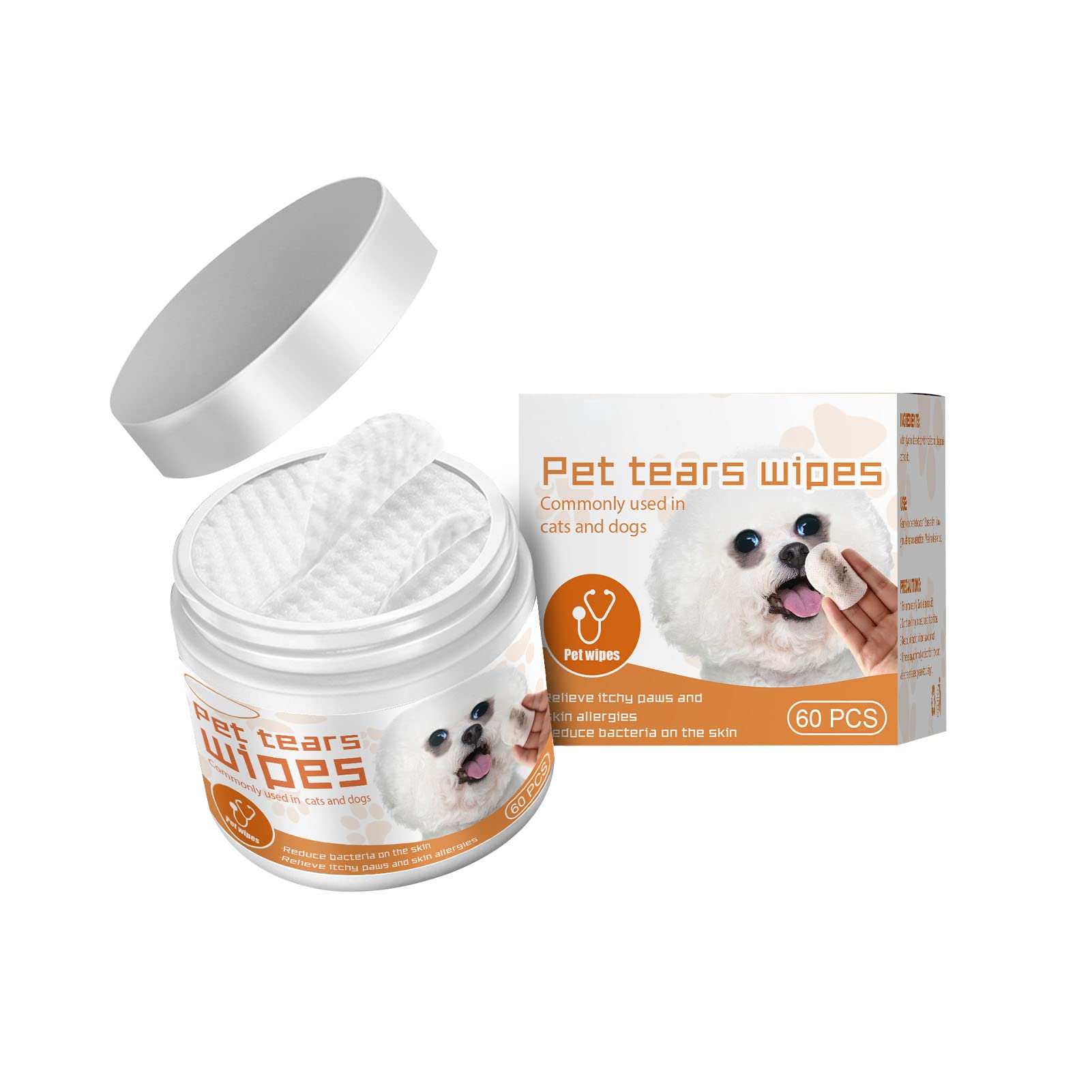 Dirfuny Dog Eye Wipes | Safe & Easy Cleaning Eye Wipes For Dogs | Tear Stains, Dog Eye Crust & Eye Discharge | Pack of 60 | Soothing Aloe Ver Formula