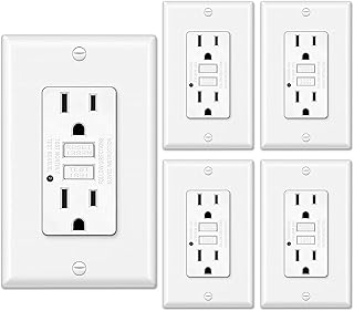 [5 Pack] BESTTEN 15 Amp GFCI Receptacle Outlet, Tamper-Resistant (TR) GFI Outlet with LED Indicator, Ground Fault Circuit Interrupter, Wallplate Included, cETL Certified, White