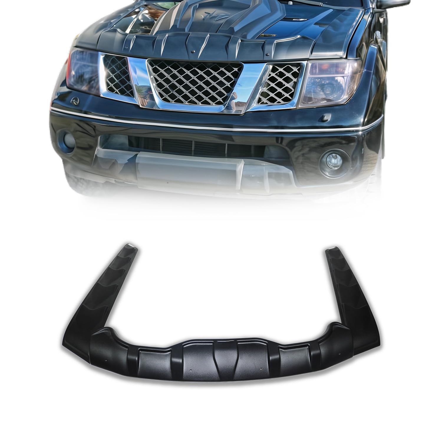 Déflecteur de Capot Compatible avec Nissan Navara PK 2006-2015 3Pc Noir modèle en ABS