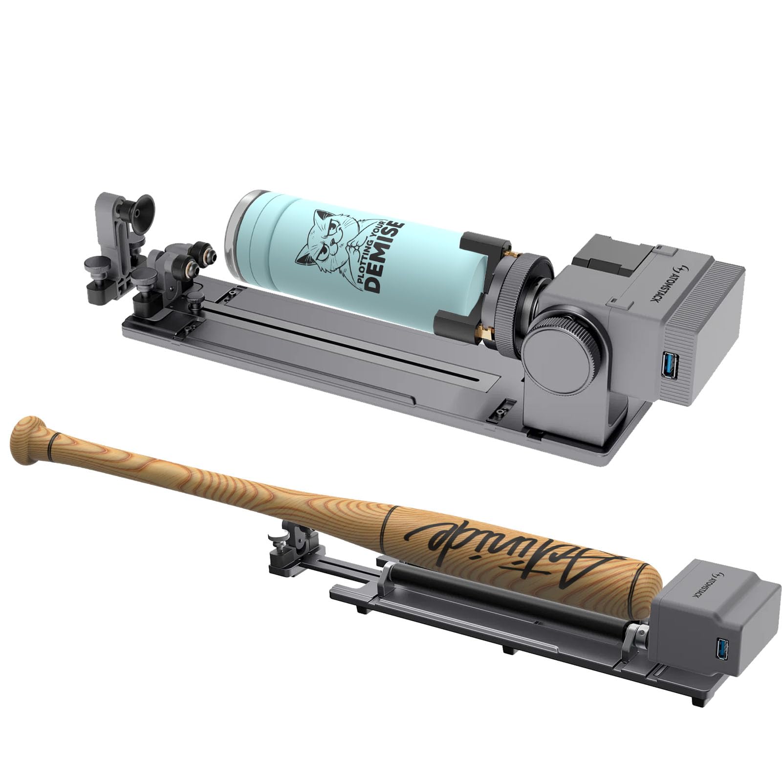 ATOMSTACK R8 Pro Rotary Laser (R8+R6) Multi rullo rotante, dotato di artiglio trapezoidale a forma di L, artiglio esagonale può intagliare oggetti irregolari, compatibile con P1 A5 A10 A20