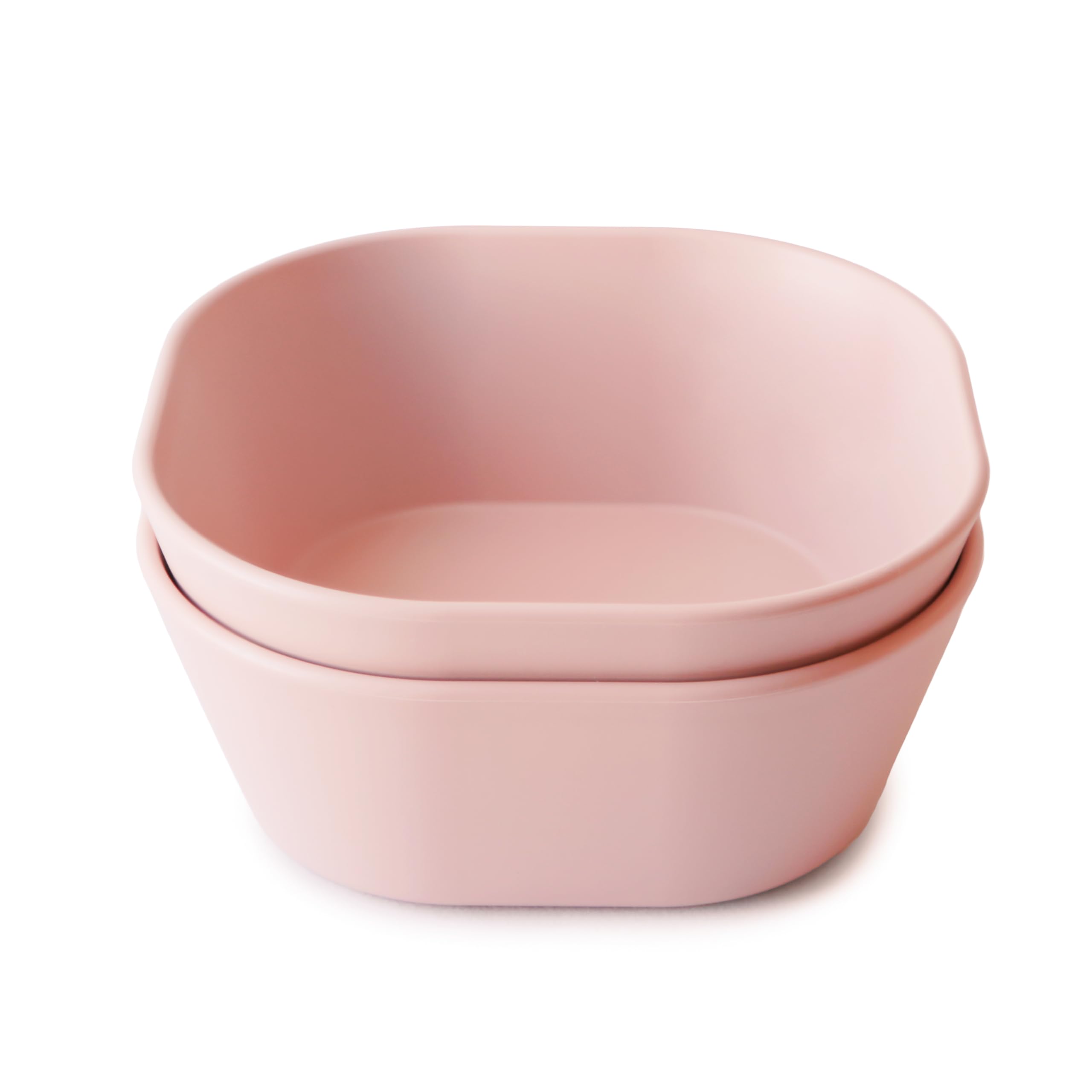 mushie Square Dinnerware Bowls for Kids | Made in Denmark, Set of 2 (Blush)