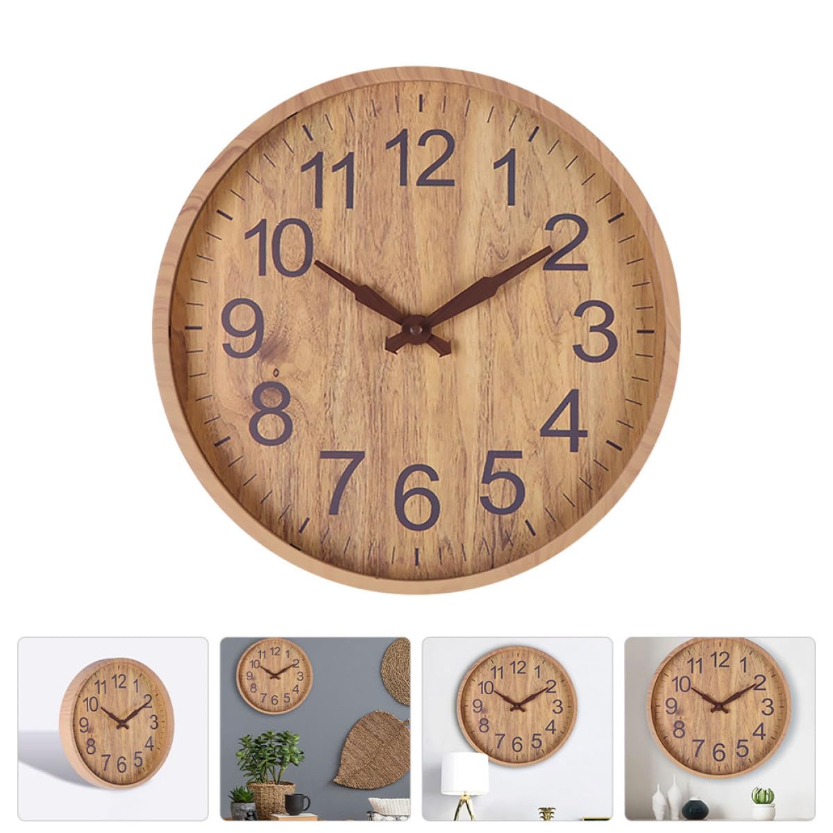 Lautlose Wanduhr mit Holzmaserung 12 Zoll für Wohnzimmer