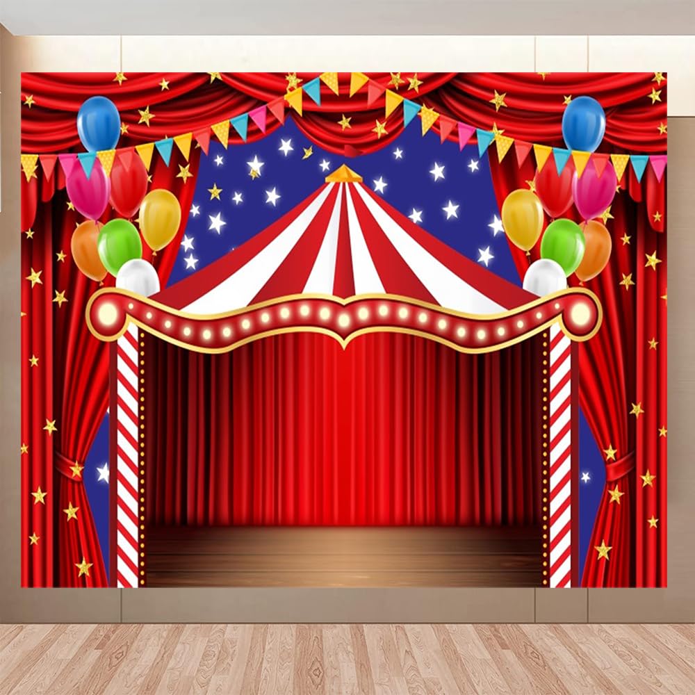 Circo Carnevale Sfondo 2,4 x 1,8 m Carnevale Tema Party Decorazioni Circus Tronco O Treat Decor Banner Neonato Baby Shower Compleanno Fotografia Sfondo Servizio Fotografico Photo Booth