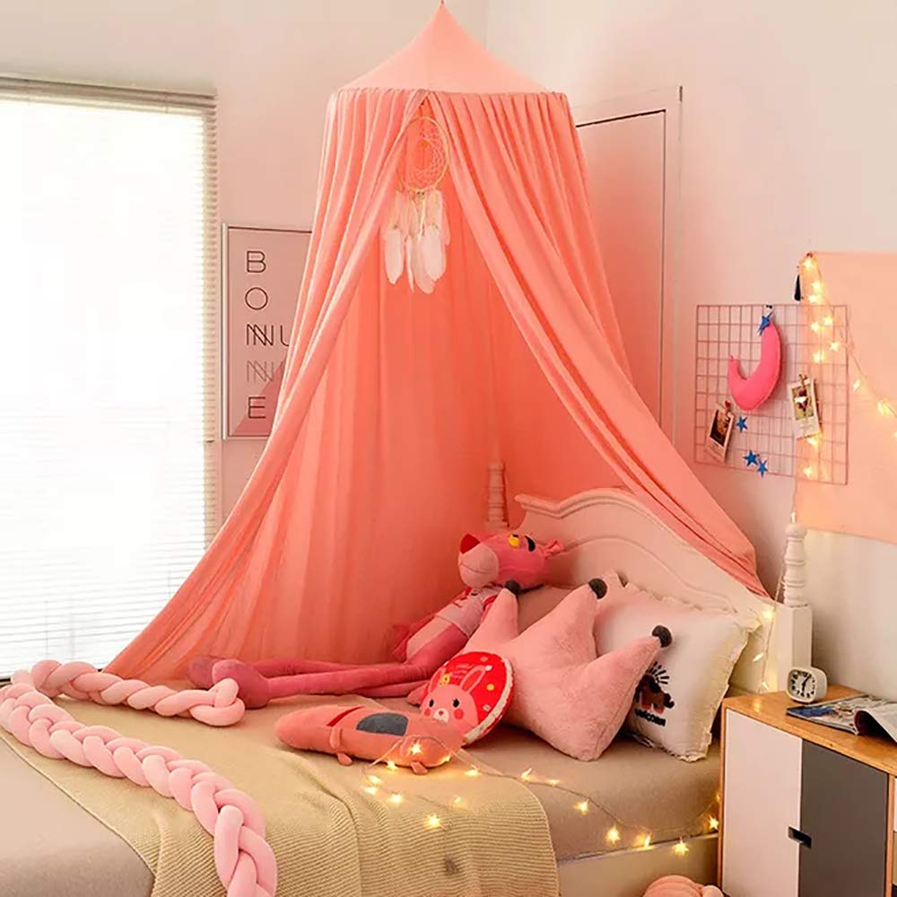 YHNNH, Letto a baldacchino con Rete a Cupola, Tende da Lettura da Gioco sospese for la Decorazione della Stanza dei Bambini(Pink)