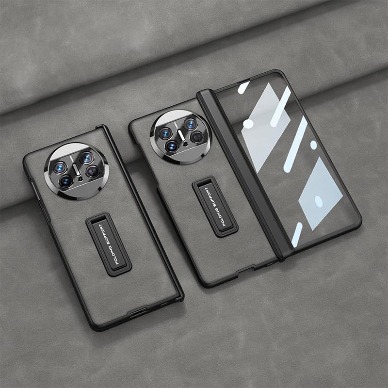 Étui cuir Huawei Mate X3 gris, protection charnière rigide haut de gamme