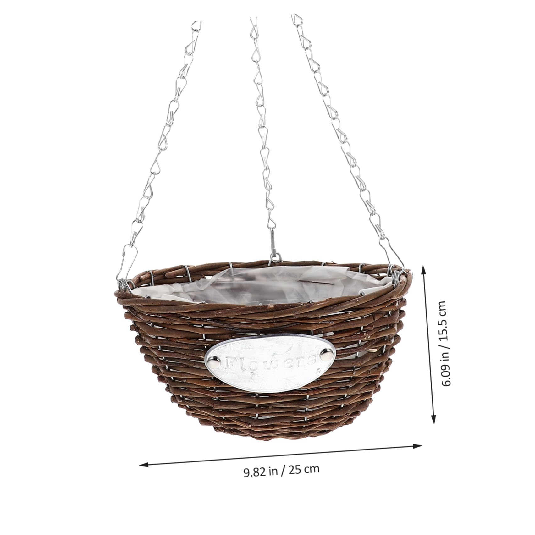 Vasi Sospesi in Rattan e Metallo, Set 2 Cestini per Piante da Appendere 25 CM, per Camere da Letto e Balconi Esterni