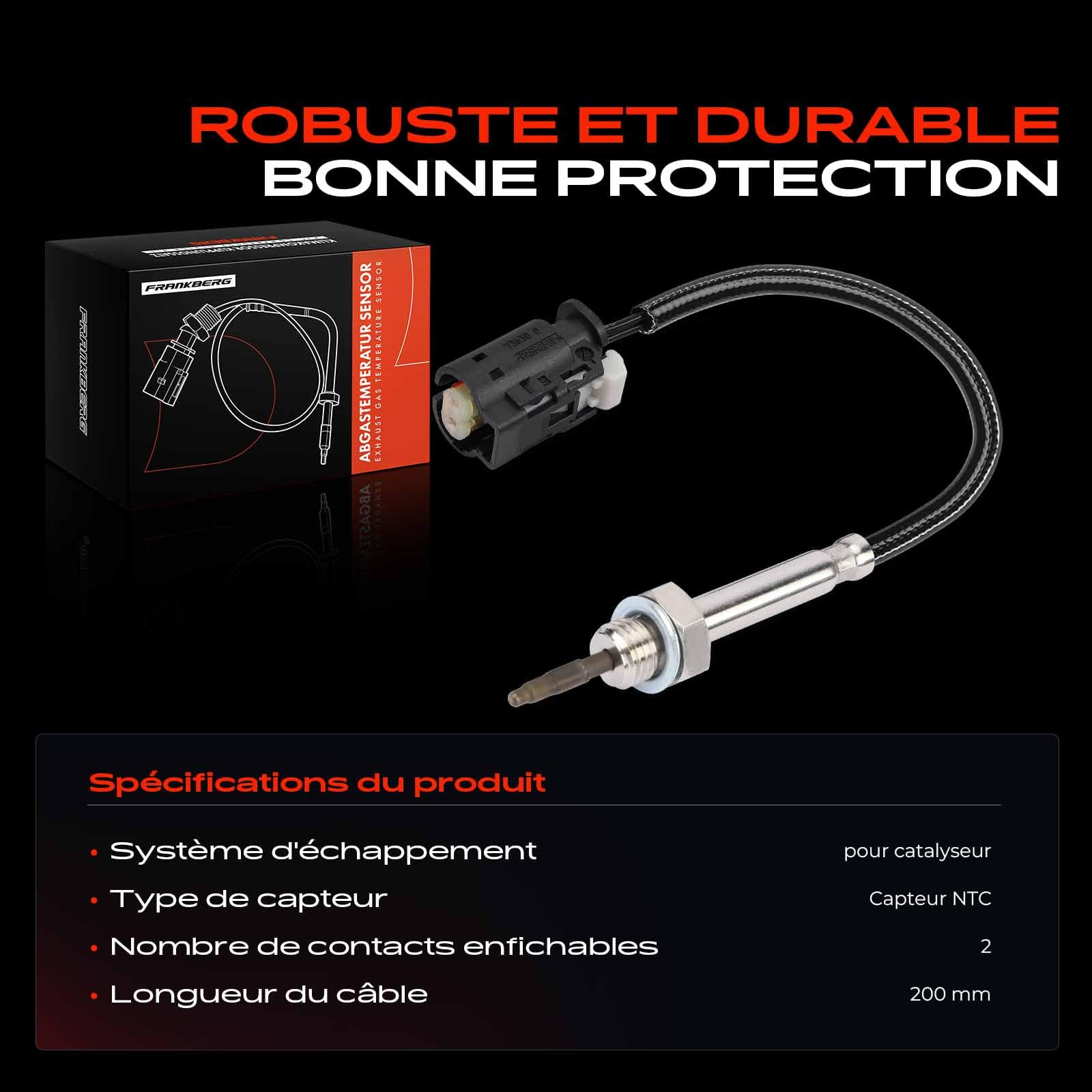 Frankberg Capteur de Température d'Échappement 2-Pôles Compatible avec Série 3 E90 Série 5 F10 Série 5 Touring F11 Série 7 F01 F02 F03 F04 X5 E70 X6 E71 E72 Remplacer# 13628506995
