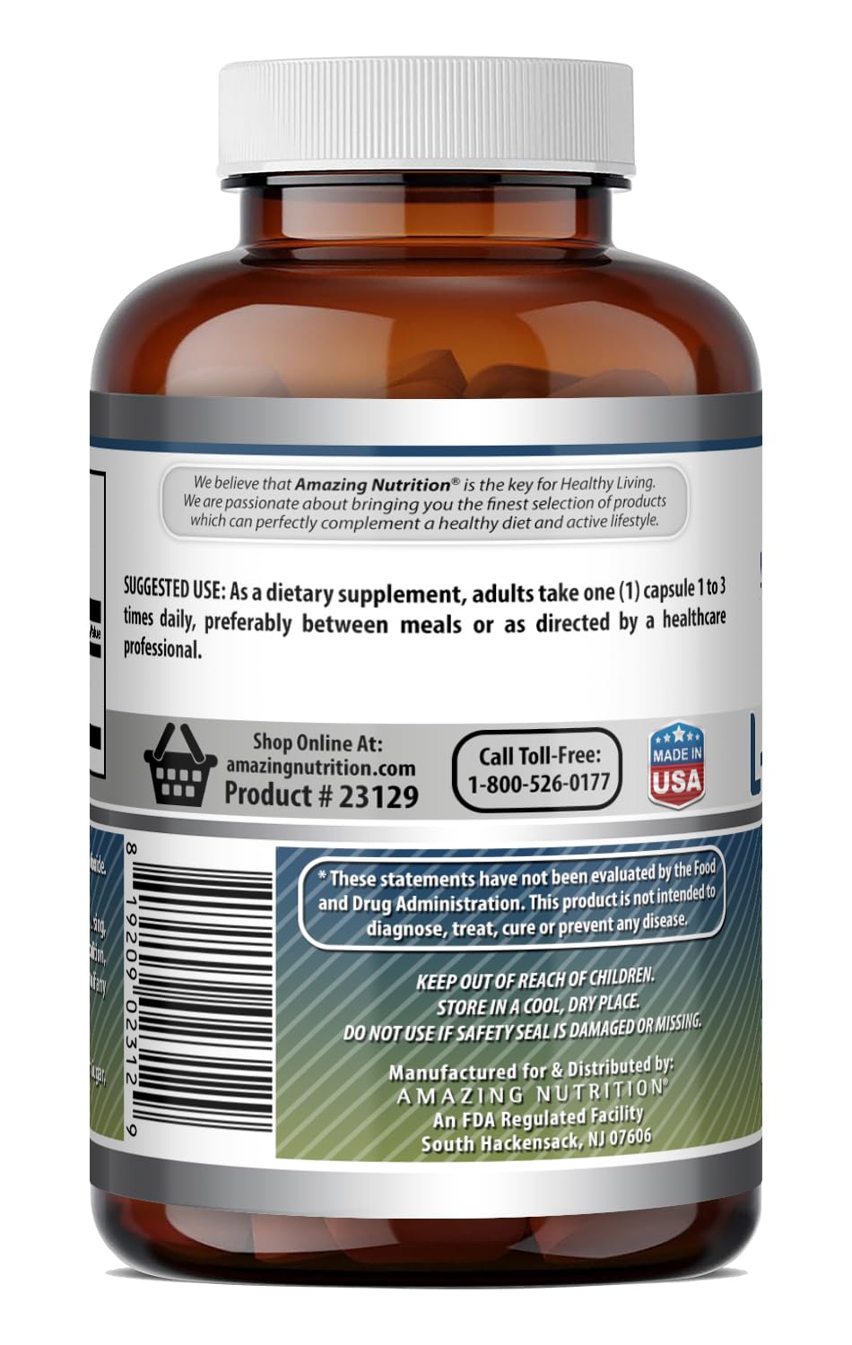 Amazing Formulas L-Glutamine 500 Mg Amino Acid Supplement | Capsules | Gluten-Free | Made in USA (1 Pack | 250 Count) — Amazon image 3