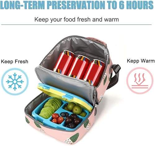 Miniatura 5 de Bolsas para almuerzo Tilami aisladas con correa ajustable y cremallera, bolsas frescas de dos compartimentos, bolsas bento para niños y bebés