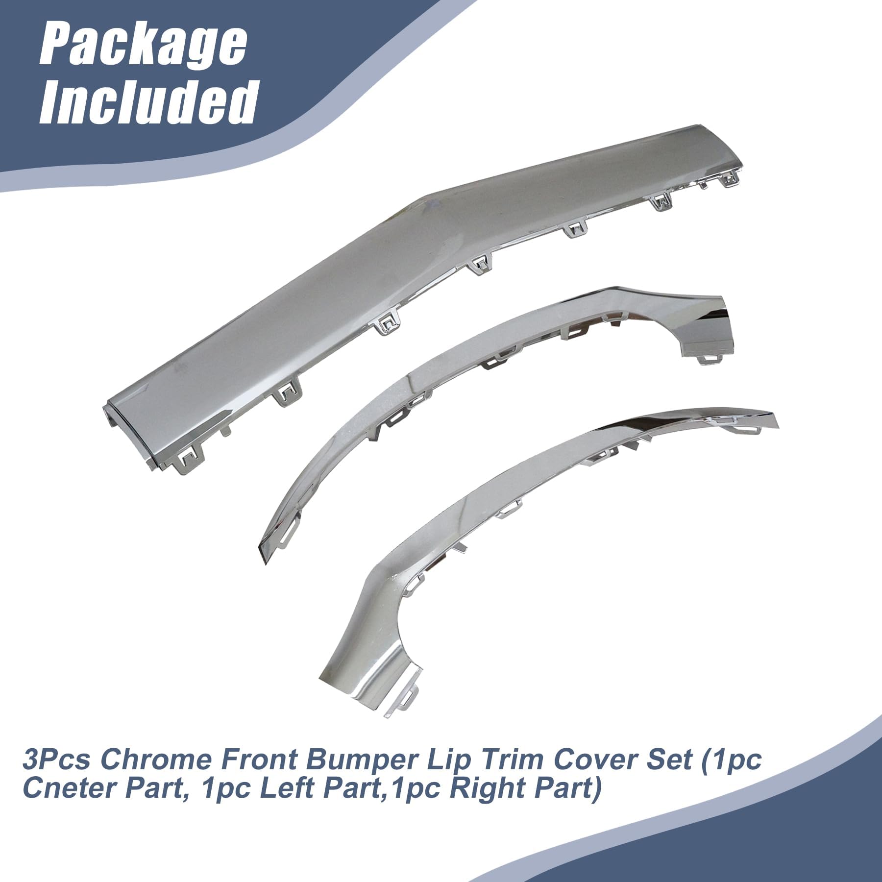 Amazon.com: XQSMWF 3PCS Front Bumper Lip Moulding Trim Chrome
