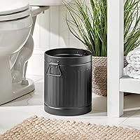 Vista 2 de mDesign Basurero de metal de acero de 2 galones/7 litros, basurero con asas para baño, cocina, dormitorio, oficina, capacidad para basura, residuos