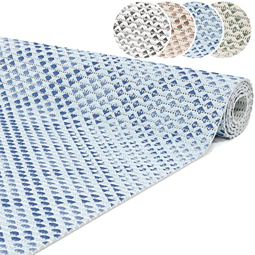 ANRO Badematte Weichschaummatte Bad- und Duschvorleger Antirutsch Badläufer Uni Karo Blau 400x65cm