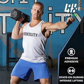 LYFT-RX Weightlifting Hook Grip Tape w/Premium Adhesive for Olympic Weight Lift, Cross Fitness, Lifting, Stretch Fit Athletic Finger Wrap, Protects Thumb Fingers, Size 2in Blue 3-Rolls