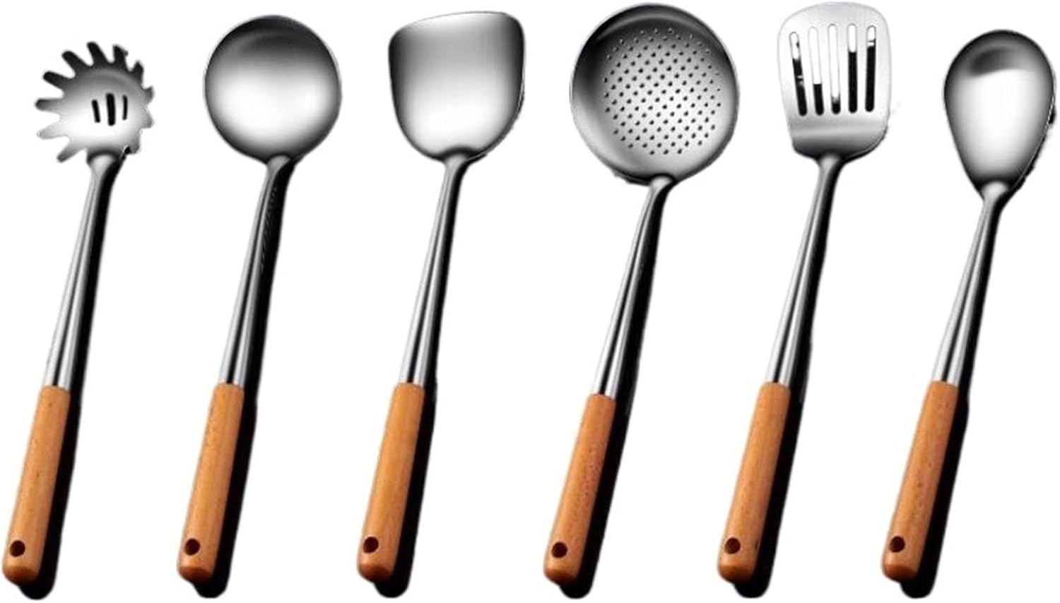 Cookware Dining Spoons for Cooking Spatulas 304 Stainless Steel Cooking Utensils Kitchen Tools Gadgets 6 Pieces Sets