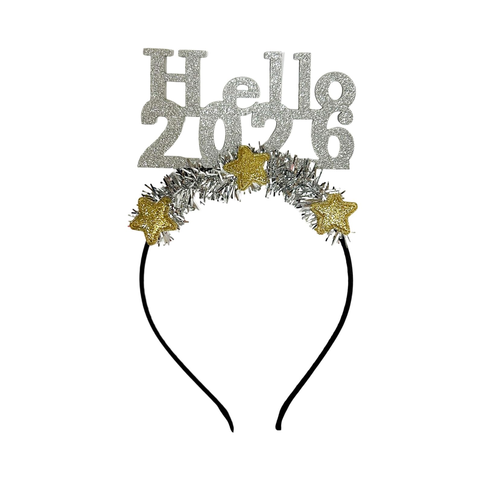NVOQILIN Holiday Glitters Headbands Hello 2026 Star Decors Hairhoop Unisex Headpiece for New Year Event Countdown Event Gathering Festival Hair Accessories for New Year Eve