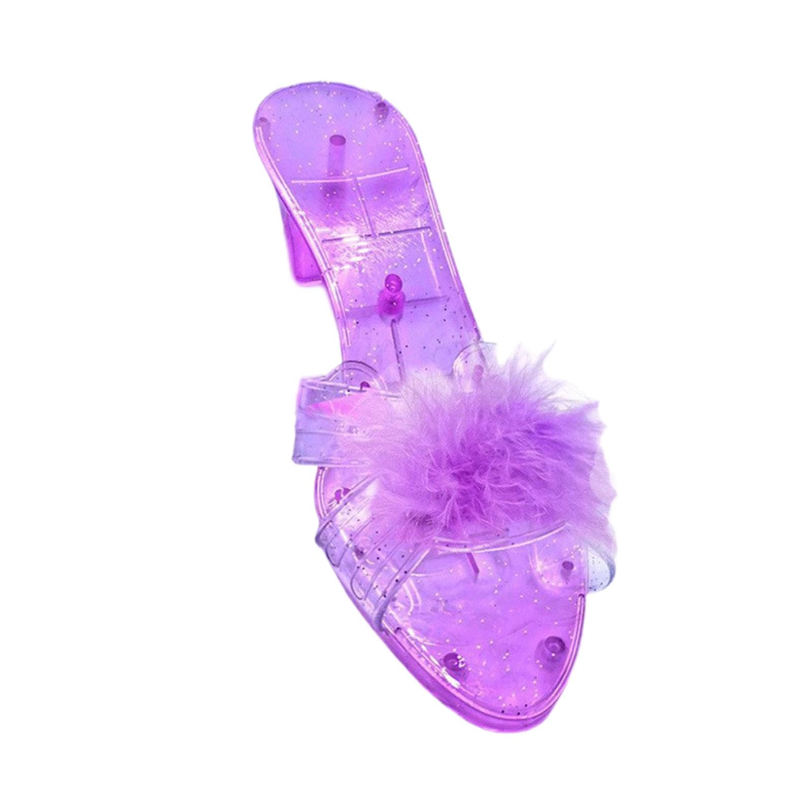 Harilla Princess Shoes Girls Party Dress Up Shoes Pretend Play Beautiful Portable Fancy Dress Heels Slip for Themed Party Gift Children's Day, Purple