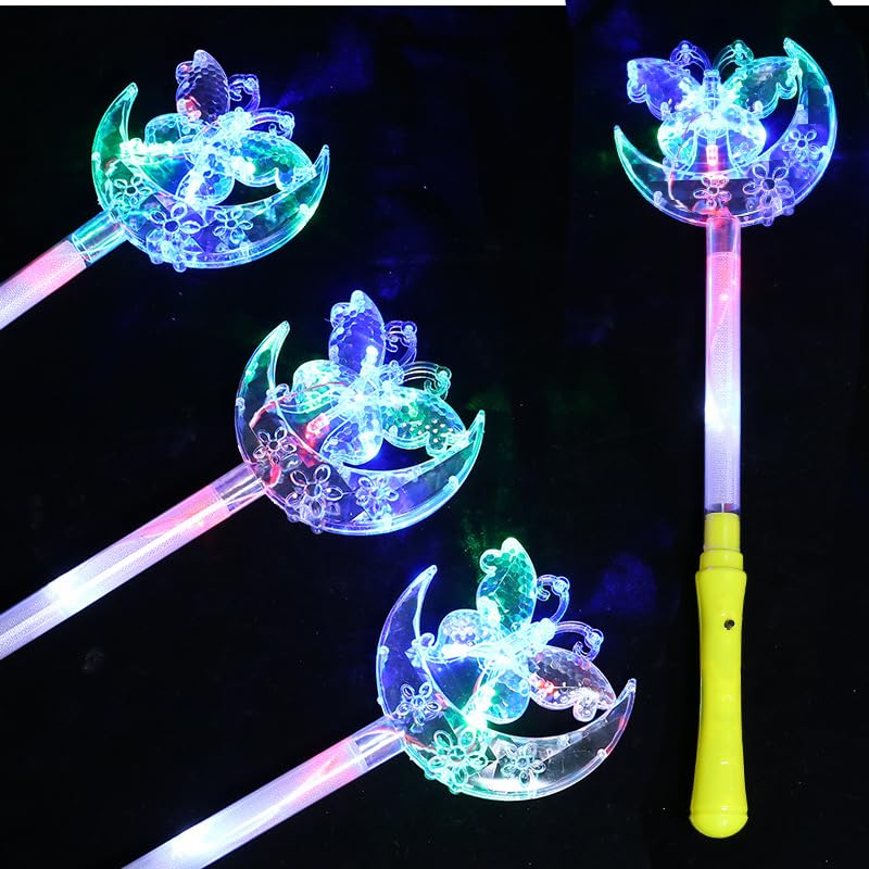 LEEMASING 5 Pcs LED Light Up Wands Magic Wand For Wedding Dance Floor Props,Reception,Concert,Camping (Butterfly)