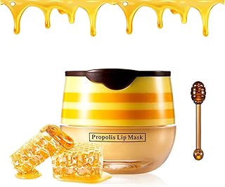 Bee Balm Lip Balm Honey Lip Mask Silky Texture Easy to Absorb, Lip Care Products Honeypot Lip Balm Exfoliates Improves Lip Lines and Beautifying Lip Scrub Honey Lip Balm Sleeping Lip Mask