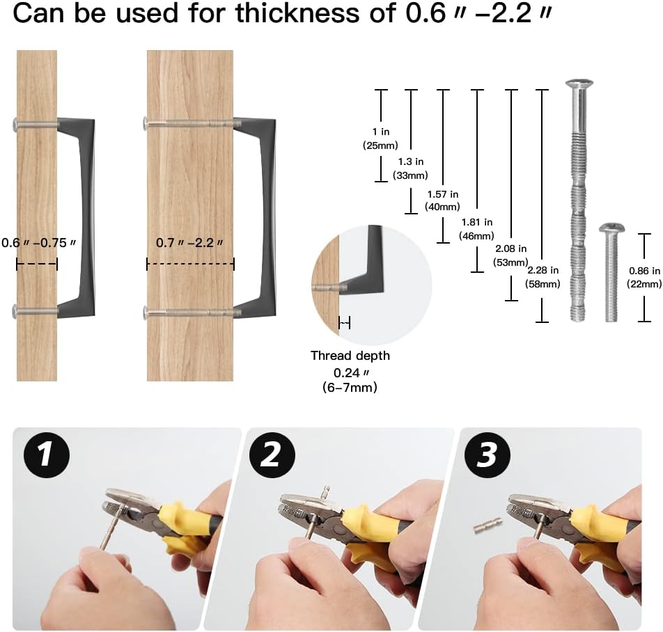 YAGU 10 Pack Dark Gray Solid Cabinet Pulls, 5 inch Hole Center Kitchen Drawer Handles Black Nickel Zinc Alloy Hardware for Furniture Dresser Wardrobe Closet Cupboard