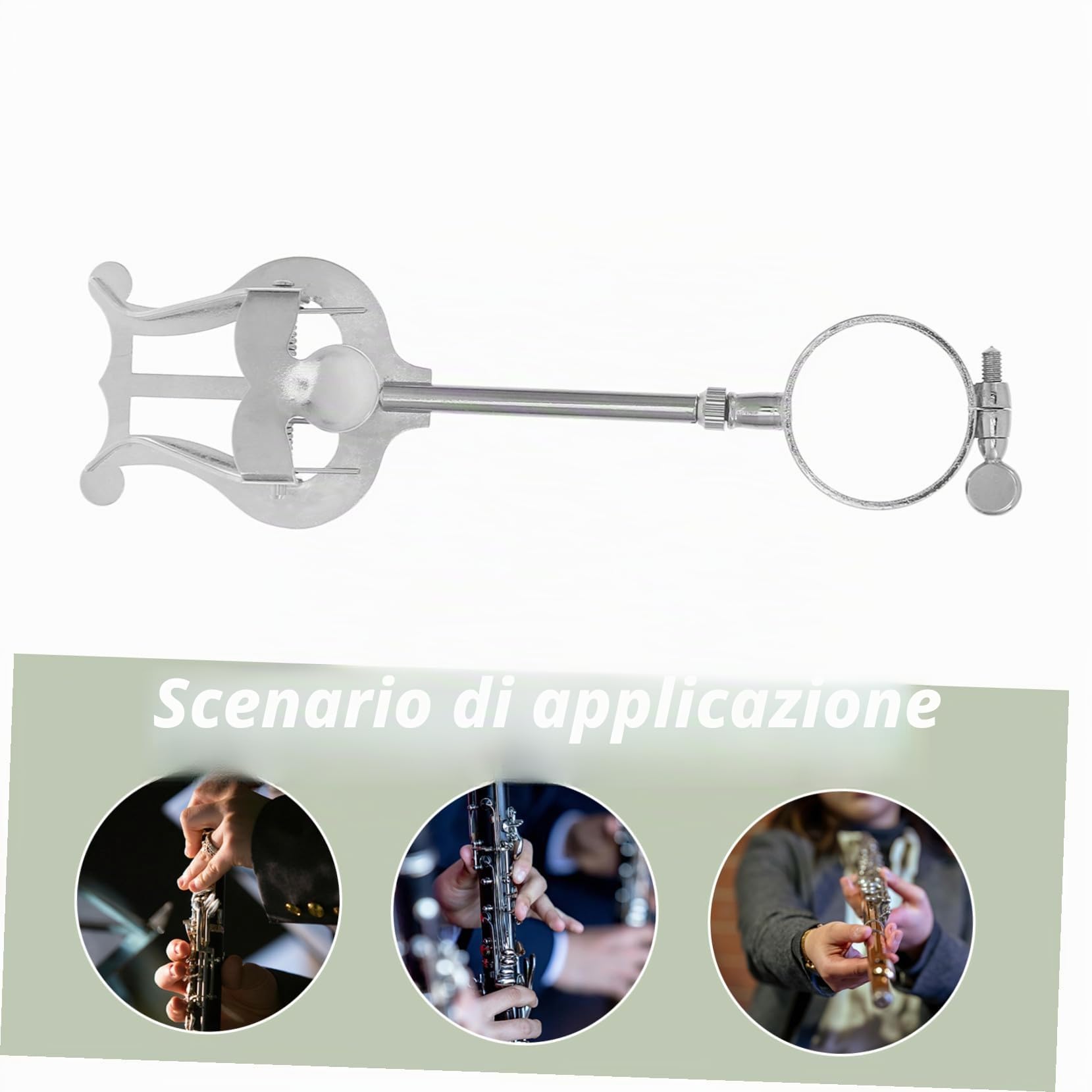 Letturino Clarinetto Sib in Ferro Argento, Clip Portatile Compatta e Leggera per Tenere Spartiti Musicali di Clarinetto, per Musicisti e Studenti