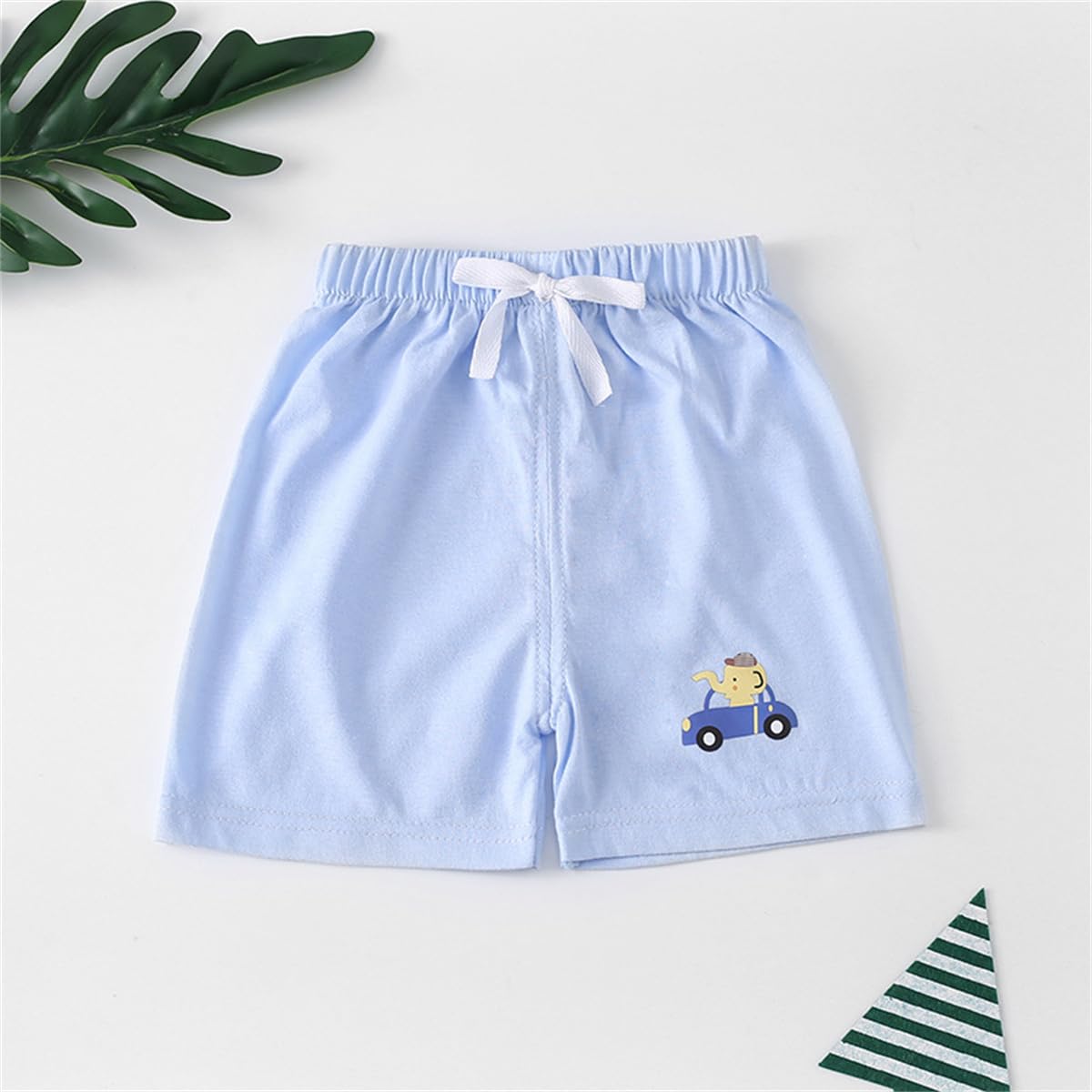 Lot of 4 Shorts d'été en Coton pour Bébé Garçon Fille Shorty Pantalon Court Uni Casual Mignon Short Taille Élastique avec Cordon de Serrage pour Tout-Petits Enfants 6 Mois-4 Ans Vêtements d'été